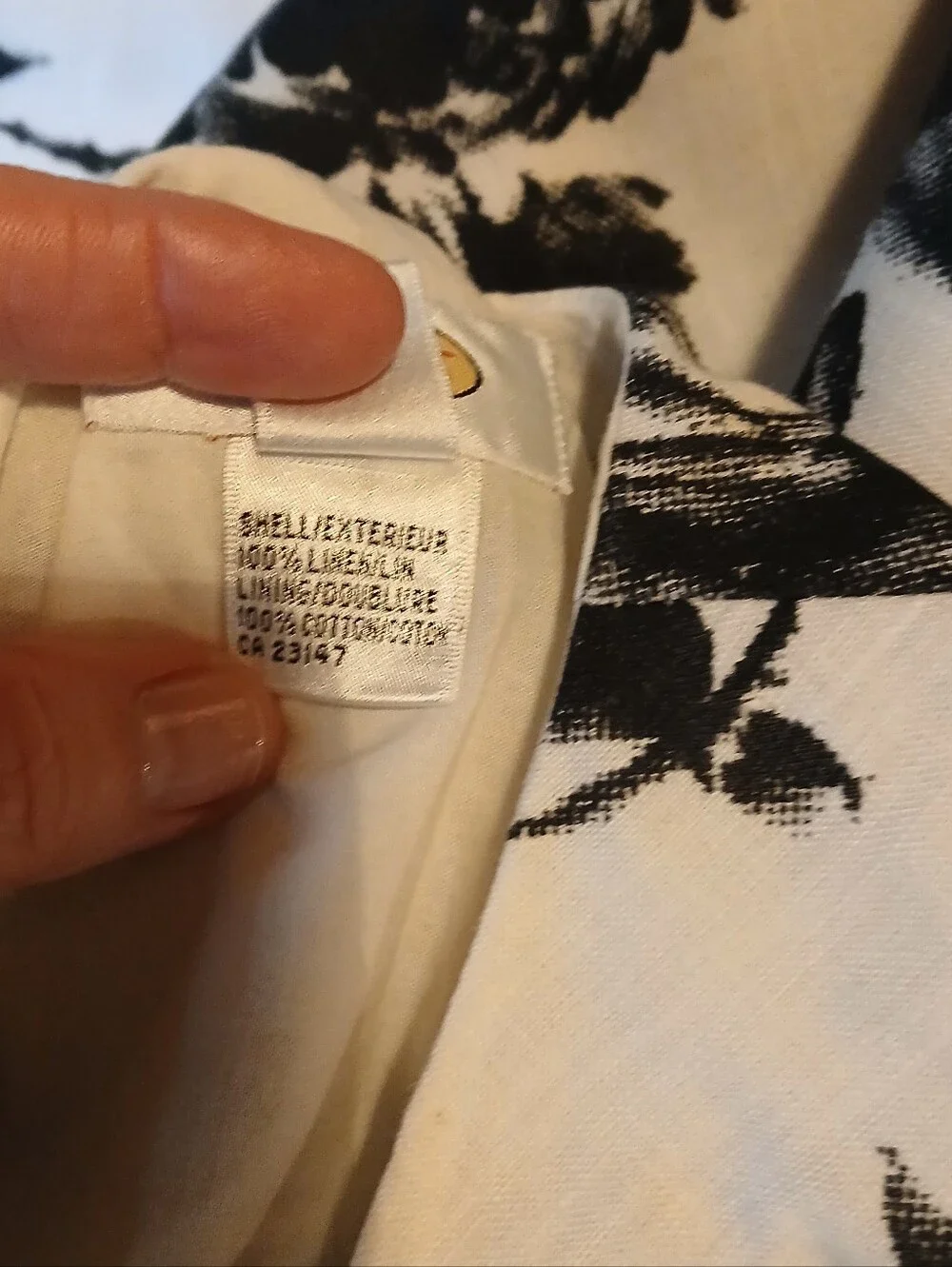 Talbots White & Black Rose Print A Line Linen Midi Skirt Size 4